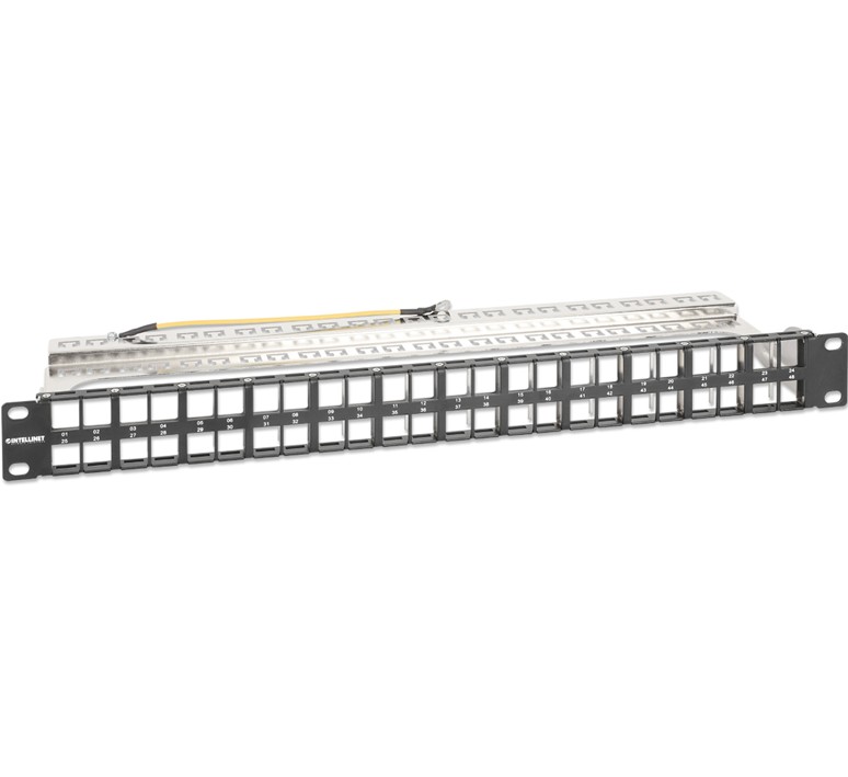 19″ 1HE Patch paneel met 48x keystone gat en trekontlasting zonder keystone (s) - Afbeelding 3